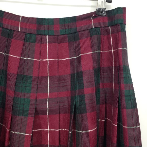 Lairds of Scotland Tartan Plaid Pleated Midi Skirt Wool Maroon Green Stuart Clan - Picture 8 of 9